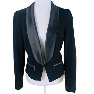 Vintage Candie's Size L Women's Black Blazer Jacket Black Satin Collar Formal